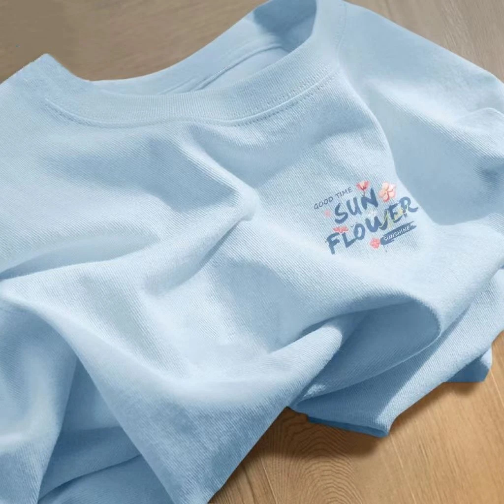 100纯棉夏季新款短袖T恤女宽松韩版百搭休闲透气学生半袖洋气时尚