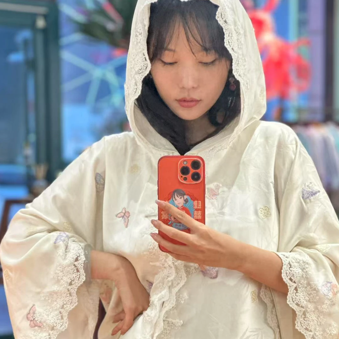 真丝蕾丝对襟防晒袍