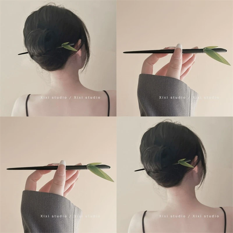 清冷新中式！青竹发簪！木质挽发簪子高级感发钗女汉服旗袍2025