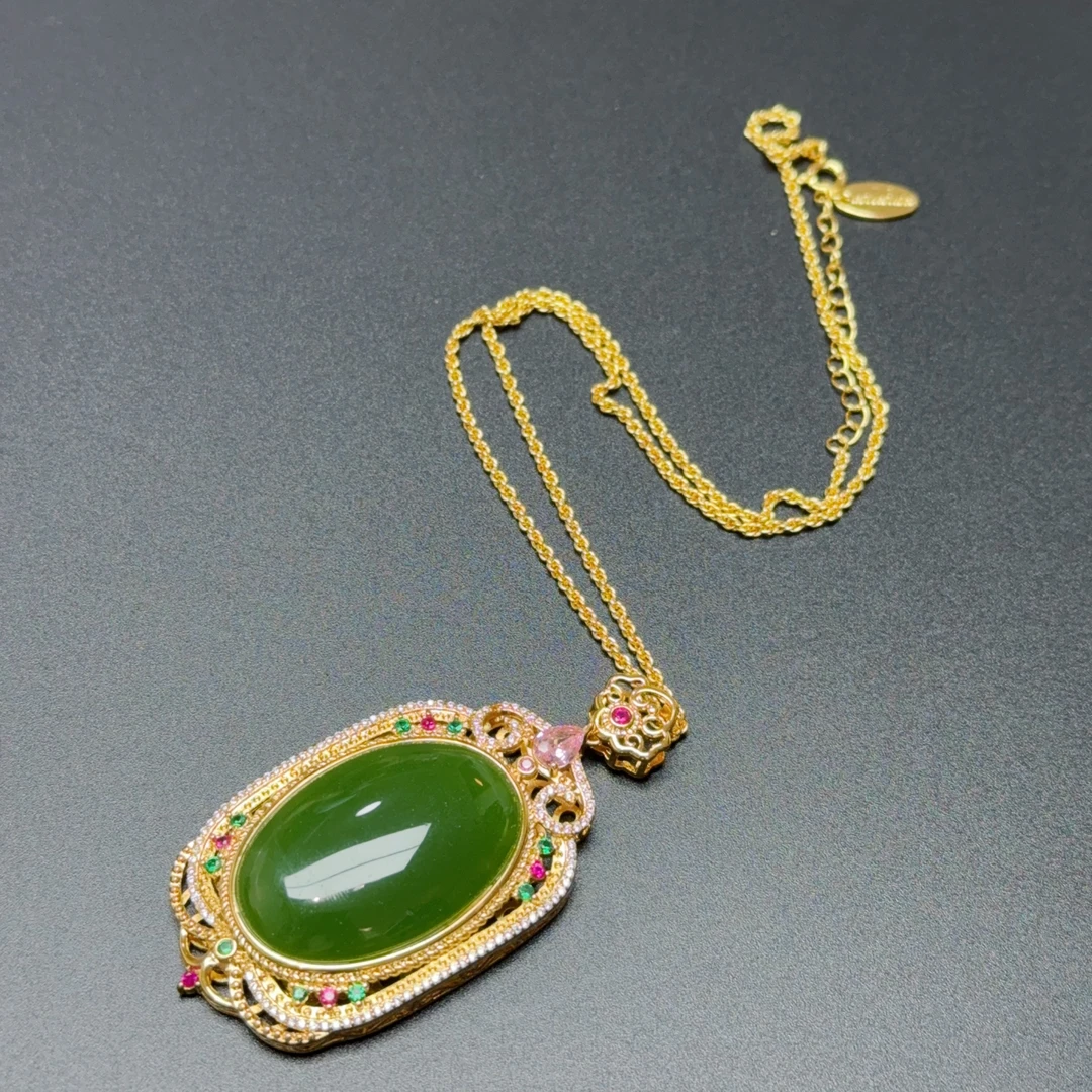 项链 Q36 精美珠宝设计款豪嵌大蛋面吊坠 23*34*11mm