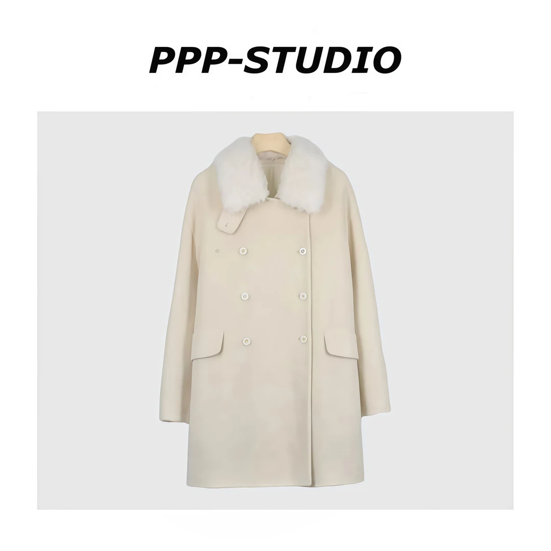 『PP-STUDIO』冬季新款时尚气质百搭设计款毛毛领外套*20253619