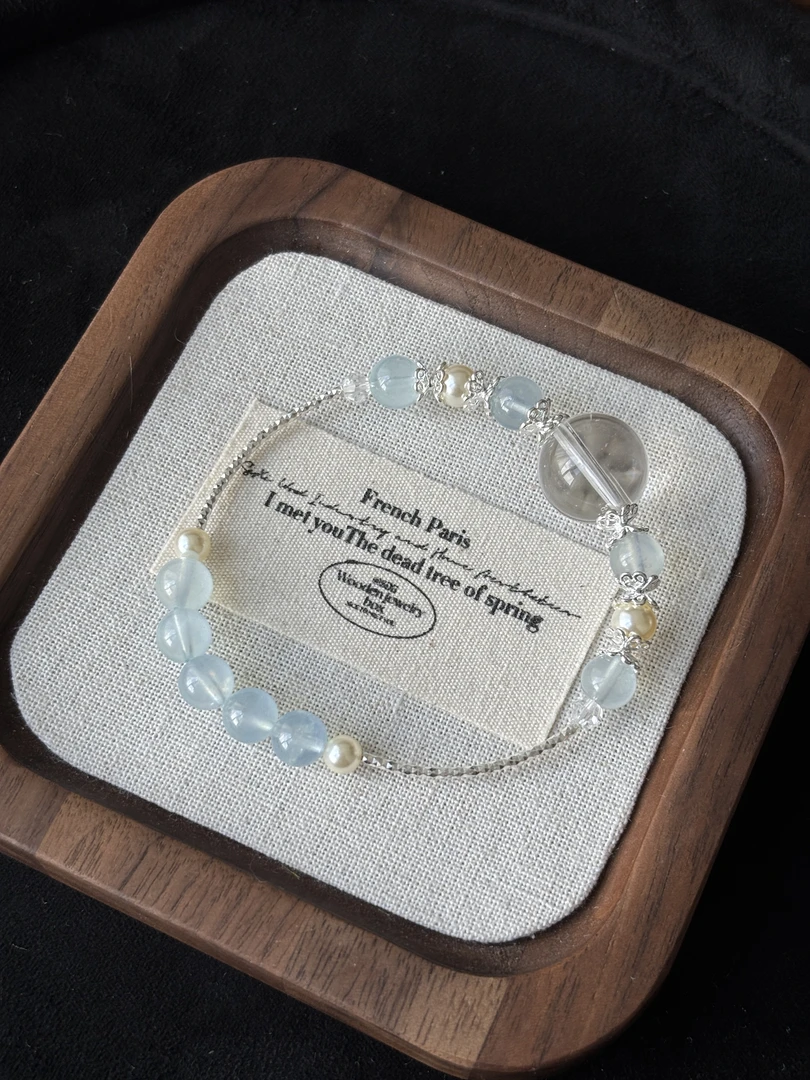 【云野】Z016-海蓝宝白水晶手串多样性发一