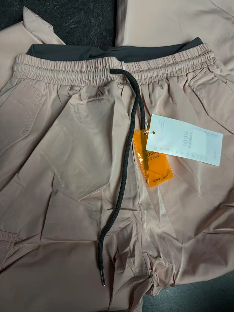 B2-4粉色“灰腰”松紧腰休闲裤（8153）