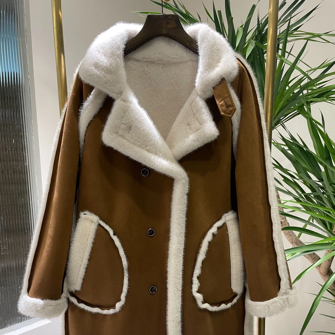 秋冬季新款中长款时尚减龄气质两面穿保暖加厚毛毛外套G00016