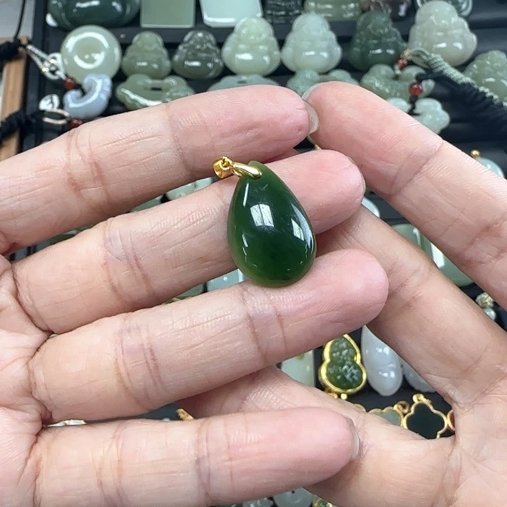 和田玉银S925镶嵌吊坠(不含链)幸*利