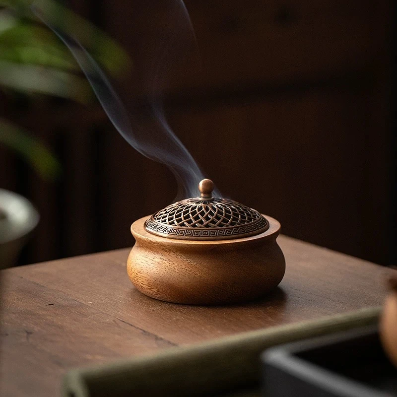 胡桃木整掏福袋香炉