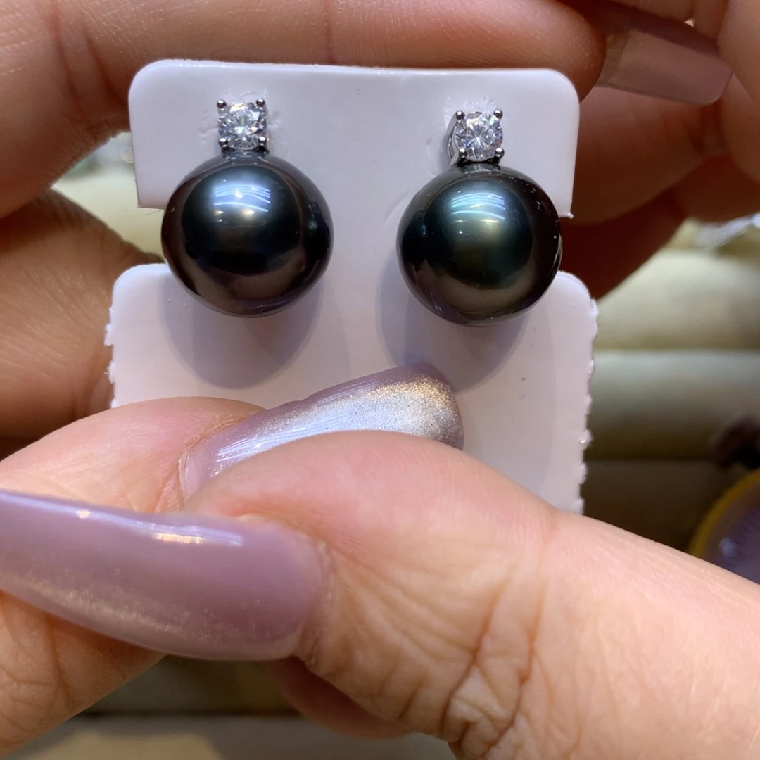 银S925镶嵌耳饰海水珍珠