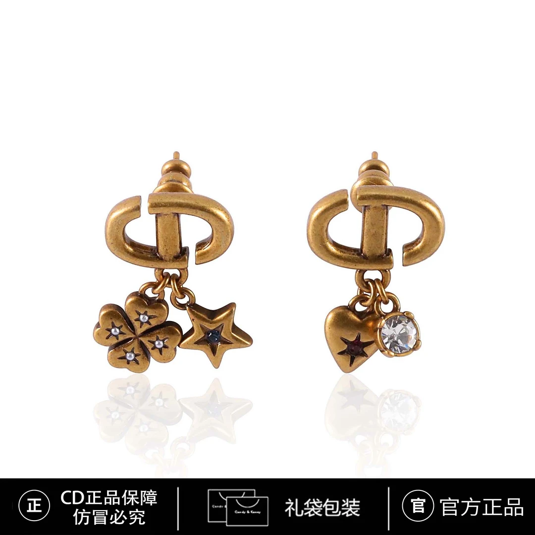 铜合金锆石耳饰 古铜色气质时尚简约CD耳钉 3225