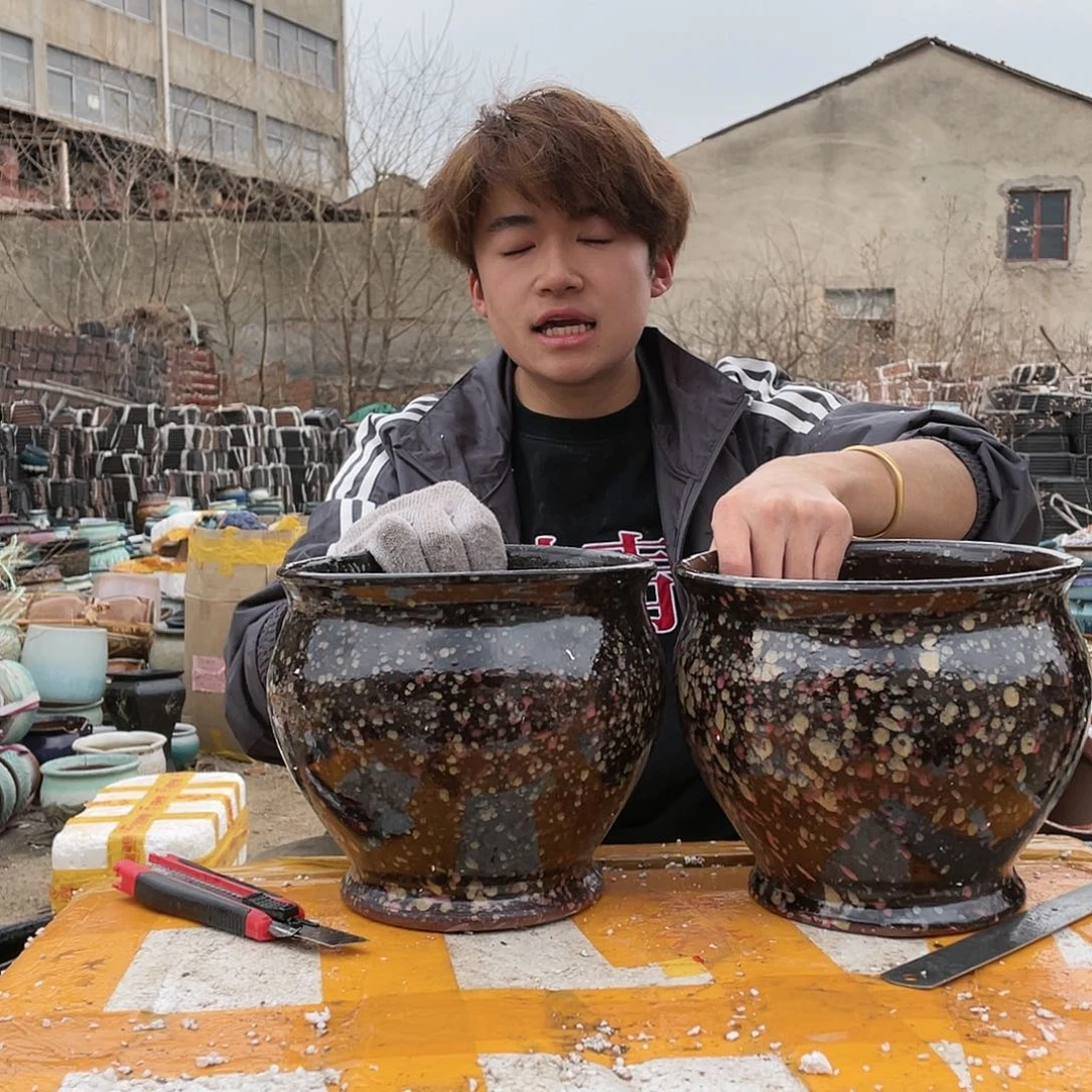 无铅玻璃宜兴紫砂花盆