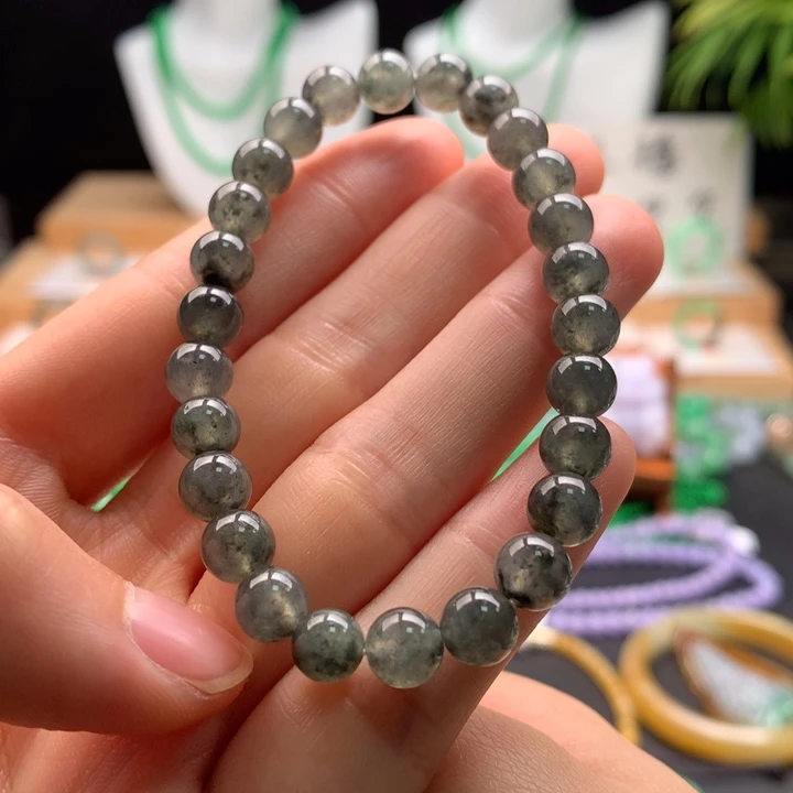 翡翠未镶嵌手串天然缅甸A货翡翠卡6.8mm