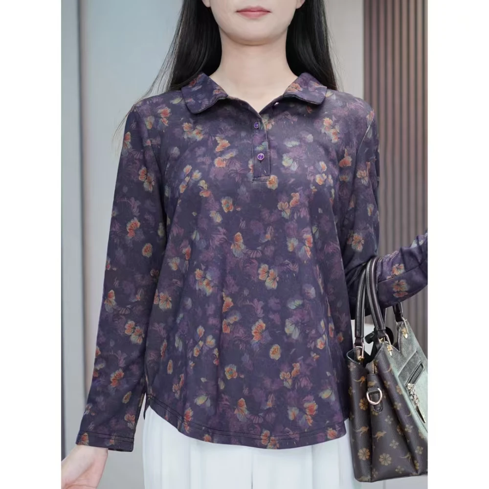 秋季上档次衬衣显瘦上衣微胖妹妹大码女装百搭洋气质T恤减龄衣服