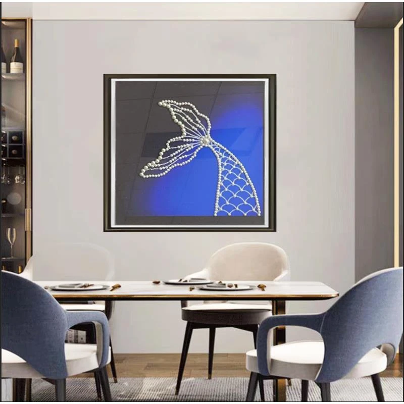 Q239珍珠鱼尾餐厅装饰画温馨奶油风饭厅挂画卧室房间软装艺术挂画