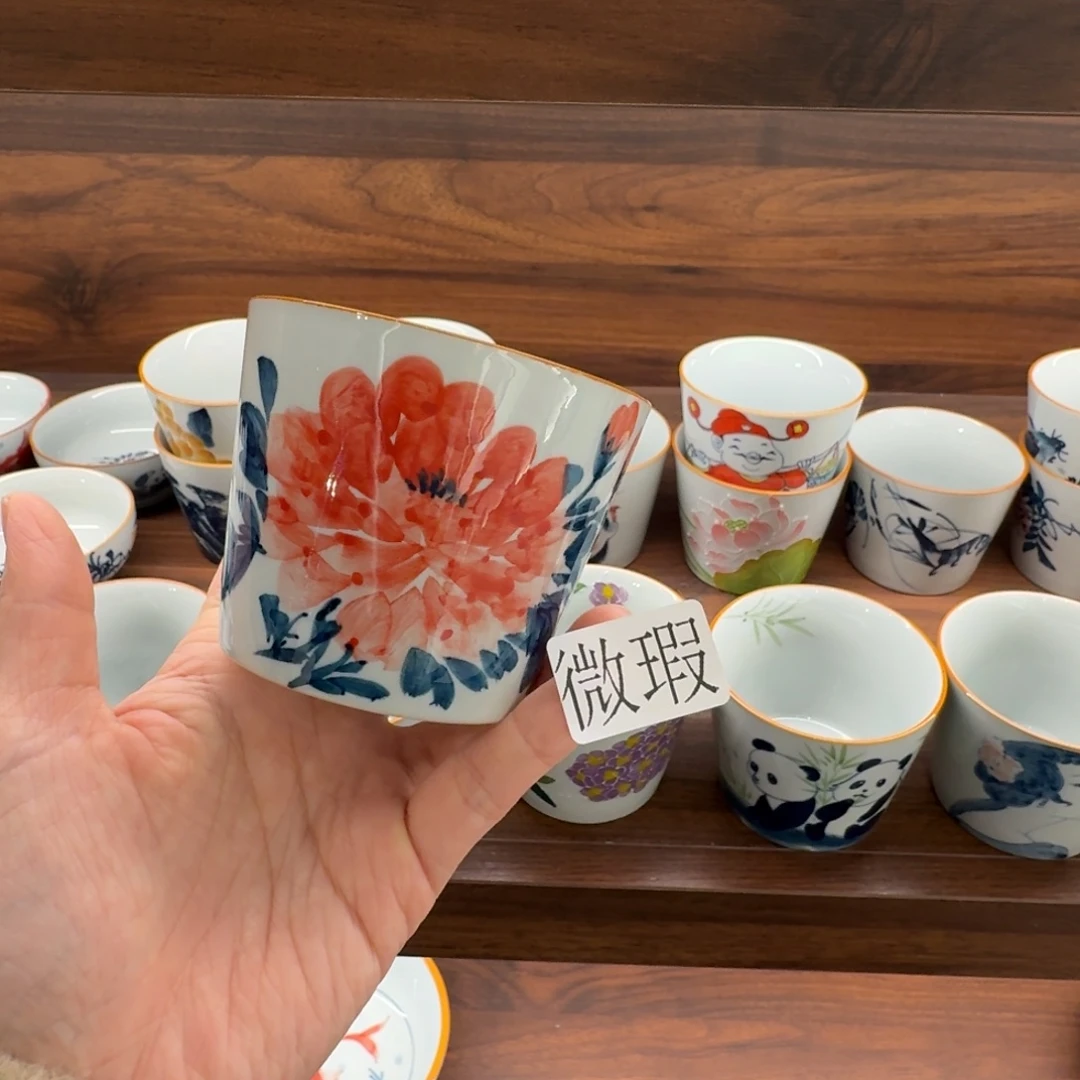 釉下手绘茶具微瑕