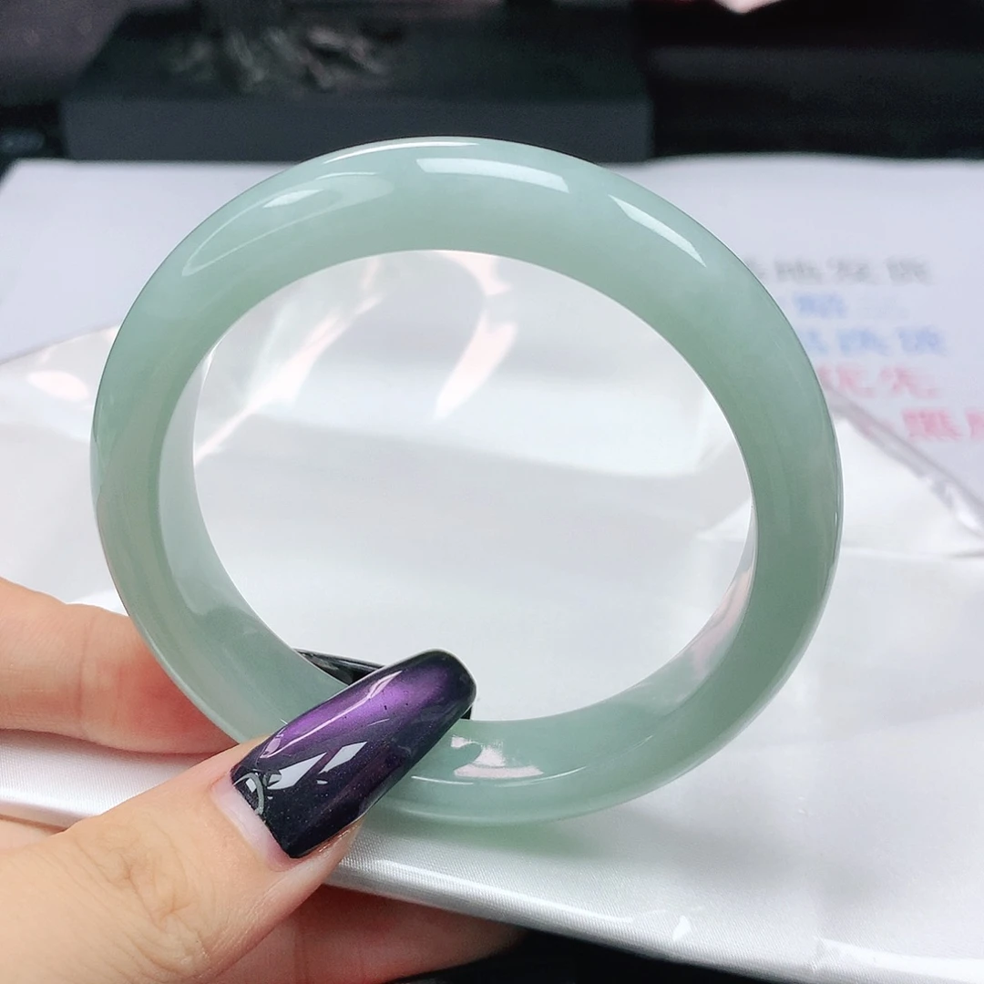 未镶嵌手镯翡翠翡翠57.2胶润天空蓝正圈