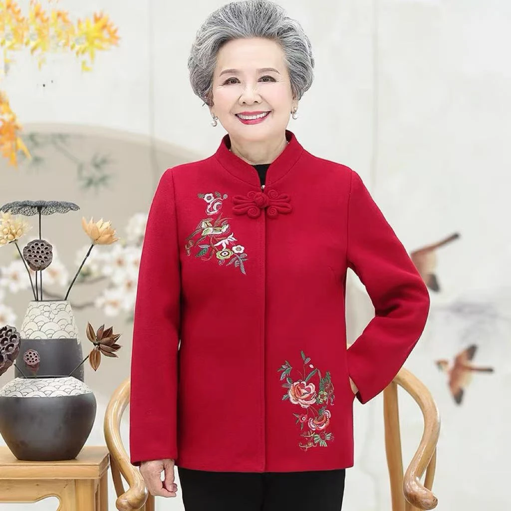 8052-奶奶装春秋喜庆唐装外套妈妈春装外套衣服【新仓库8-1-5】