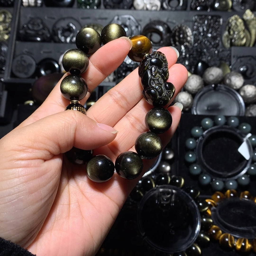 h***森黑曜岩未镶嵌珠宝奇石