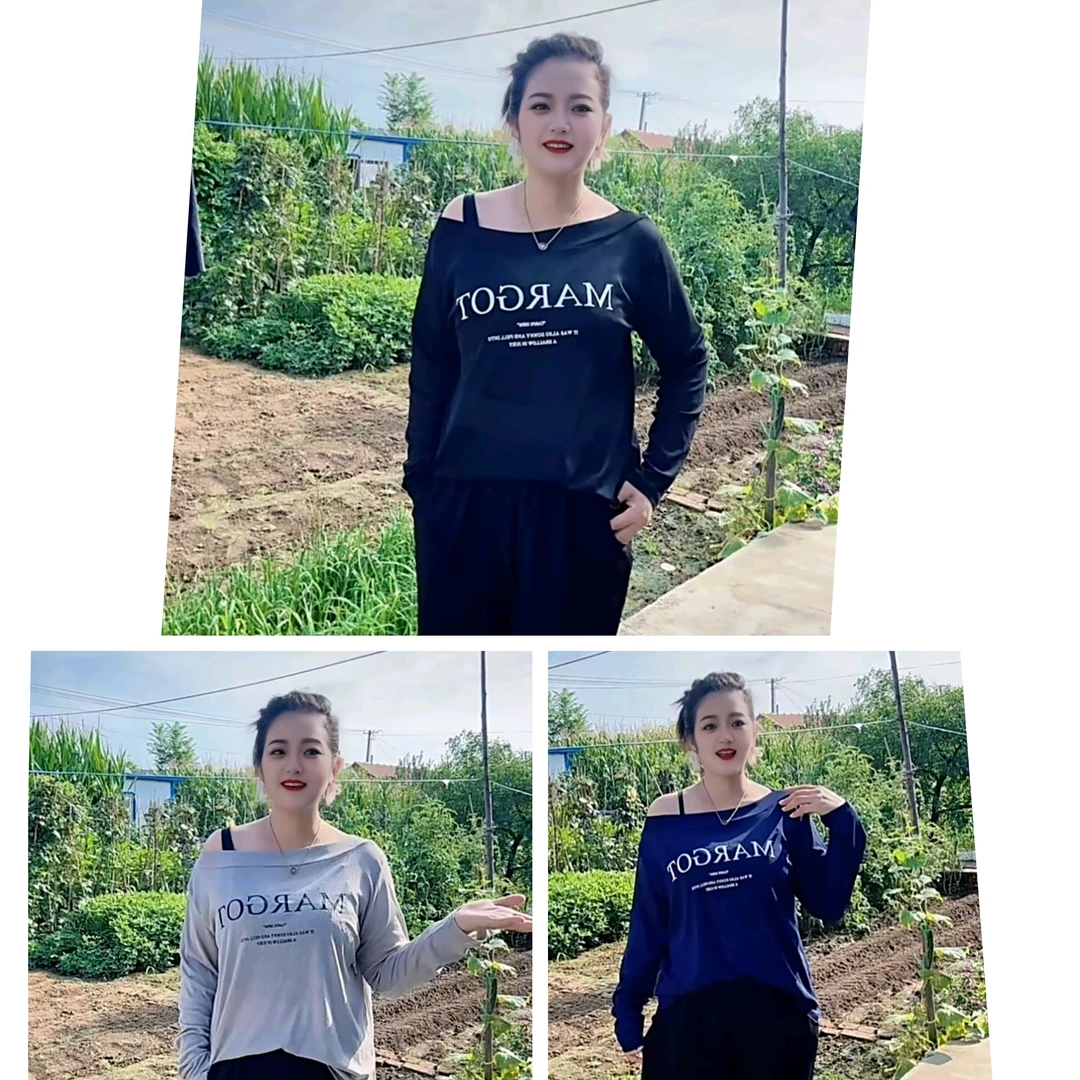 套装长袖休闲风防晒宽松型拼接印花网红显瘦T恤宽松
