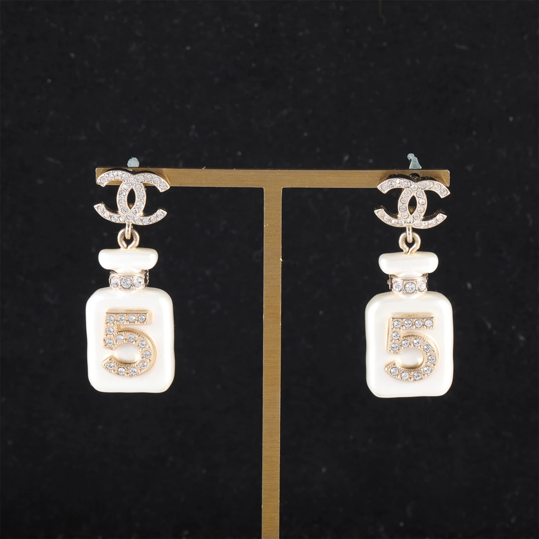 99新 Chanel/香奈儿 XF-100 花花 合金 5号香水瓶耳环