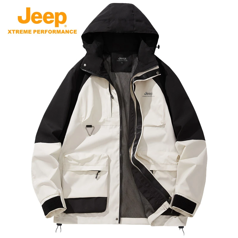 JEEP/吉普秋冬防风薄款男女同款登山秋季防水外套保暖室外连帽