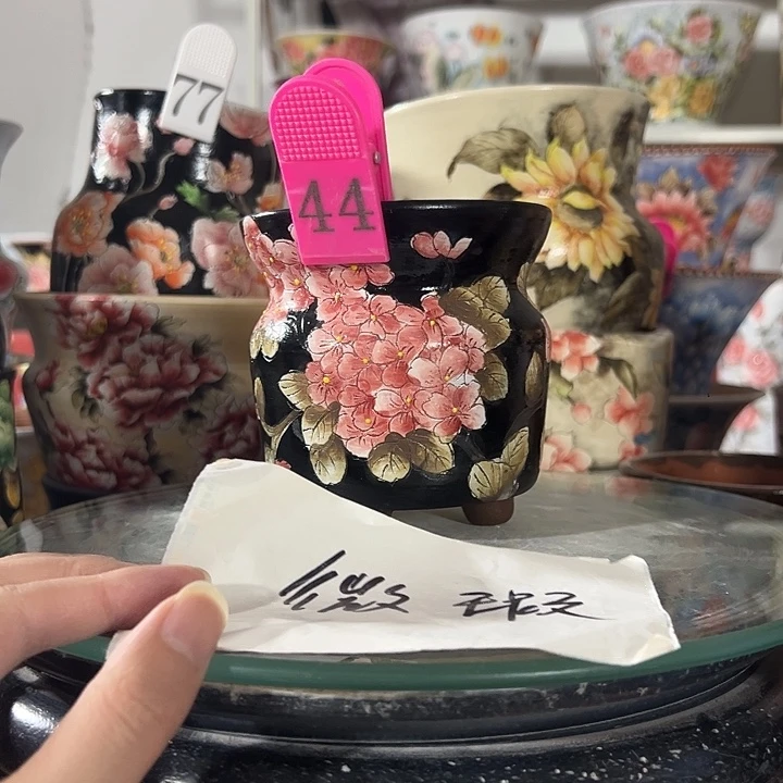 云***店景德镇幸运花盆手绘韩式花盆