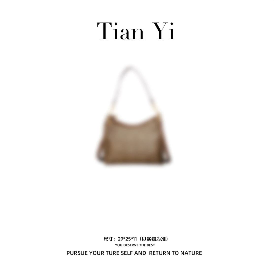 ｛Tian Yi渠道货｝-2025新款轻奢单肩手提斜跨包 002 深棕色