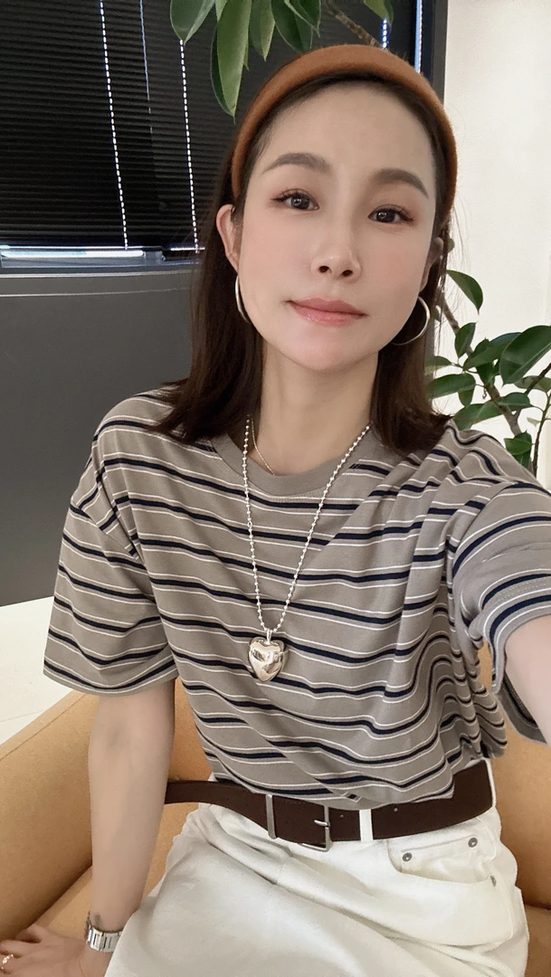【丽姐女装】可露丽彩条｜复古知性 柔软舒适显瘦全棉短袖T恤T0293