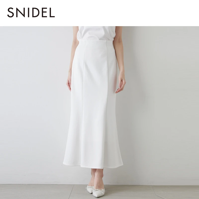 SNIDEL2025春夏新品优雅纯色高腰包臀开叉鱼尾半身裙SWCS251259