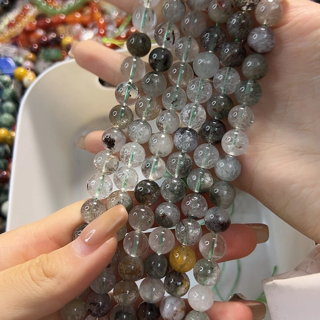 玛瑙/玉髓未镶嵌珠宝半成品卡10绿幽灵一条