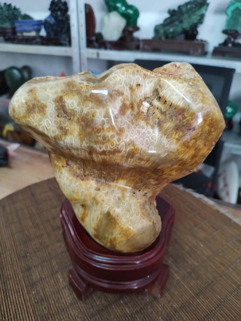 珊瑚玉菊花玉家居装饰盆景石花架摆件