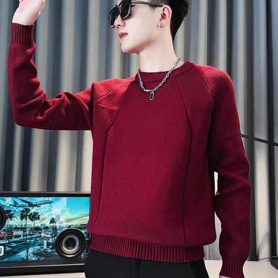 早秋款高端毛衣男款潮牌内搭上衣2025新款百搭男士潮流圆领针织衫