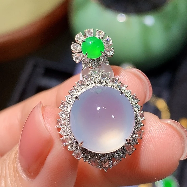 翡翠18K金镶嵌吊坠(不含链)