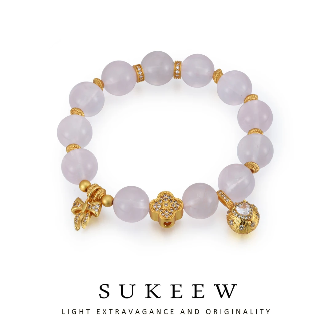 SUKEEW/酥可 铜合金手链 新中式气质粉珠满串百搭手链210104