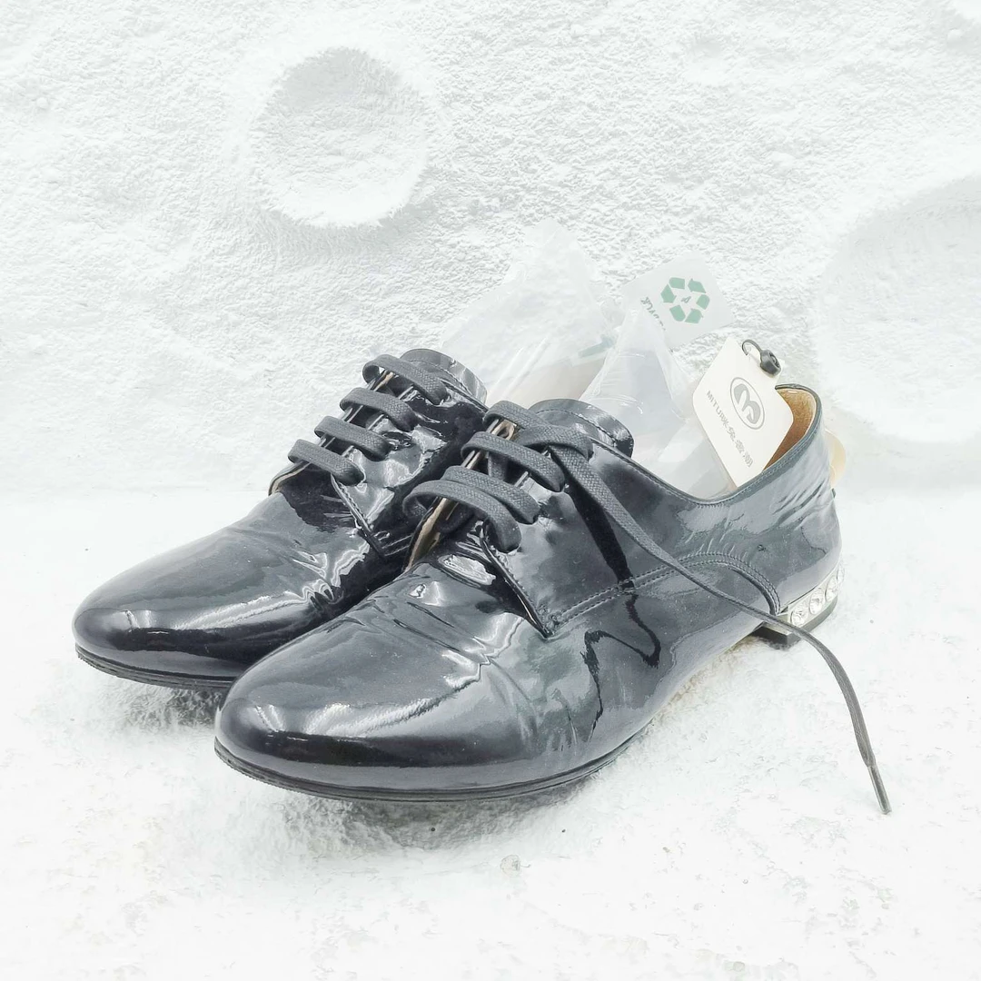 95新 MIU MIU/缪缪 36码/带钻小皮鞋/非全新
