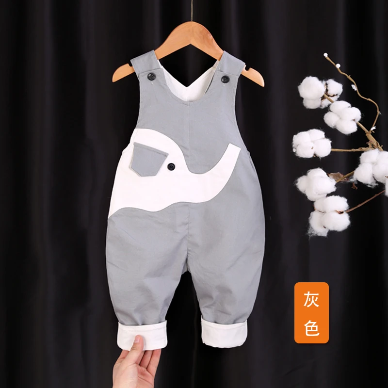 大象双层背带裤个性春秋婴幼儿背带裤