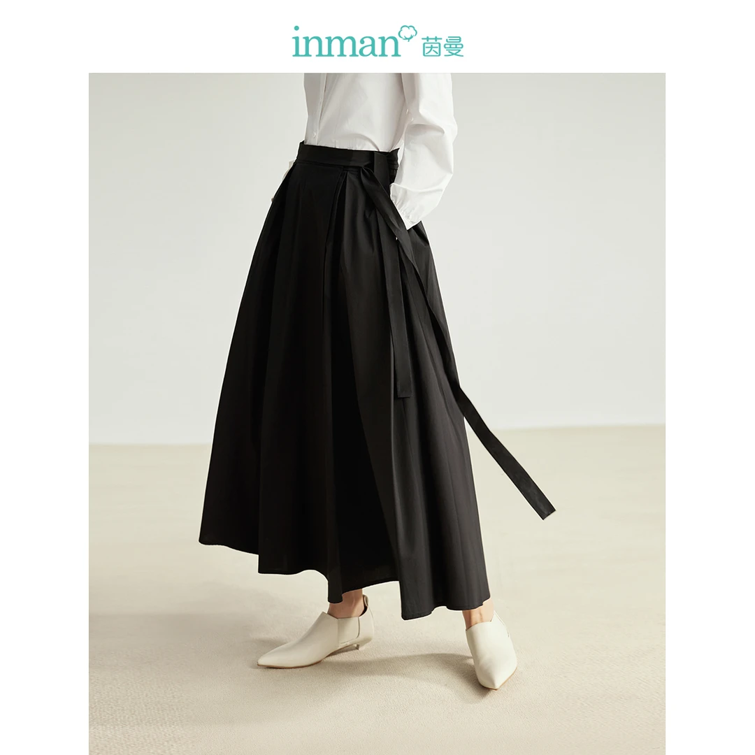 【商场同款】茵曼春秋女半身裙裙子气质休闲新款百搭大摆伞时尚腰带