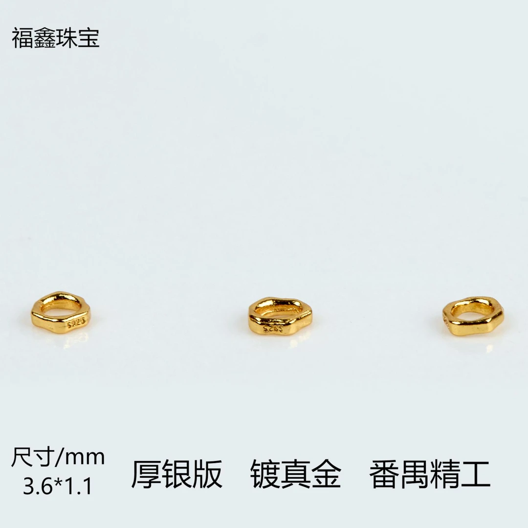 925银银制品 精工古法银镀金六棱隔片DIY配件