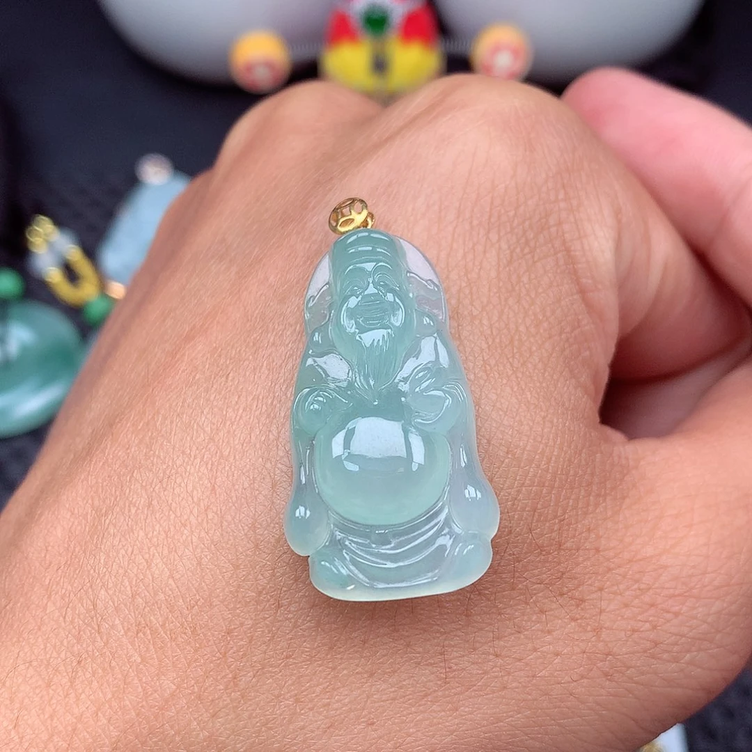 普***洱吊坠(不含链)18K金镶嵌翡翠