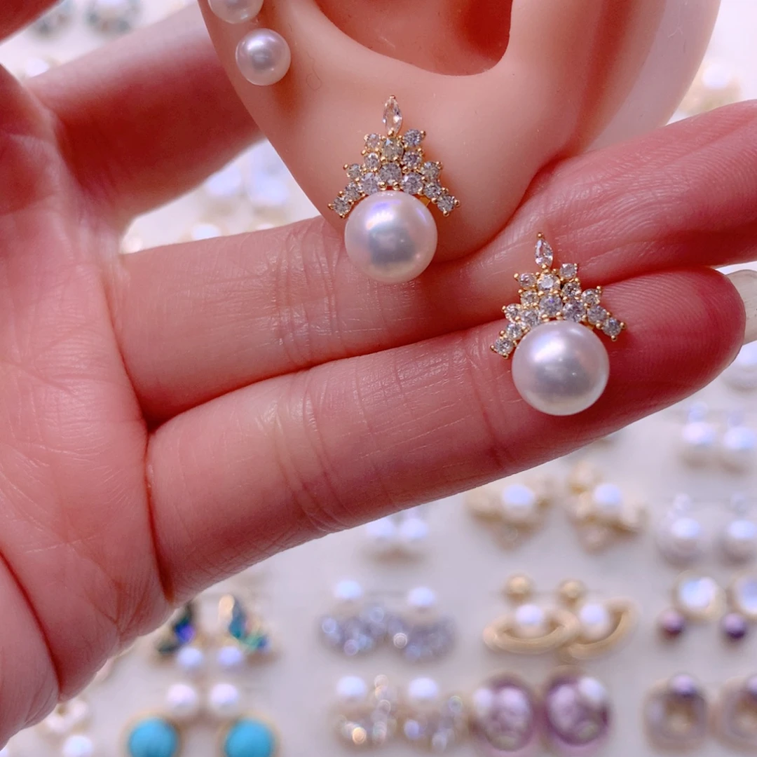 合金淡水珍珠耳饰