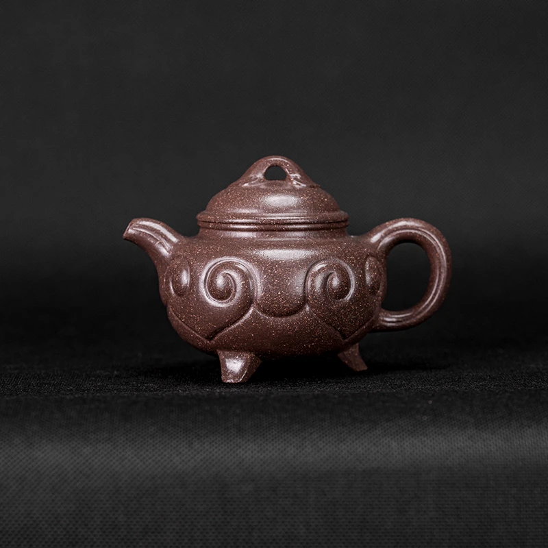 【如意仿古】原矿梨皮紫 160cc手工制作内推孔紫砂壶