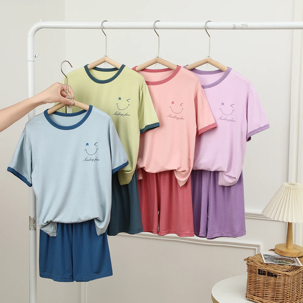 酷达鸭儿童莫代尔居家服套装夏季短袖亲子装空调服中大童睡衣套装