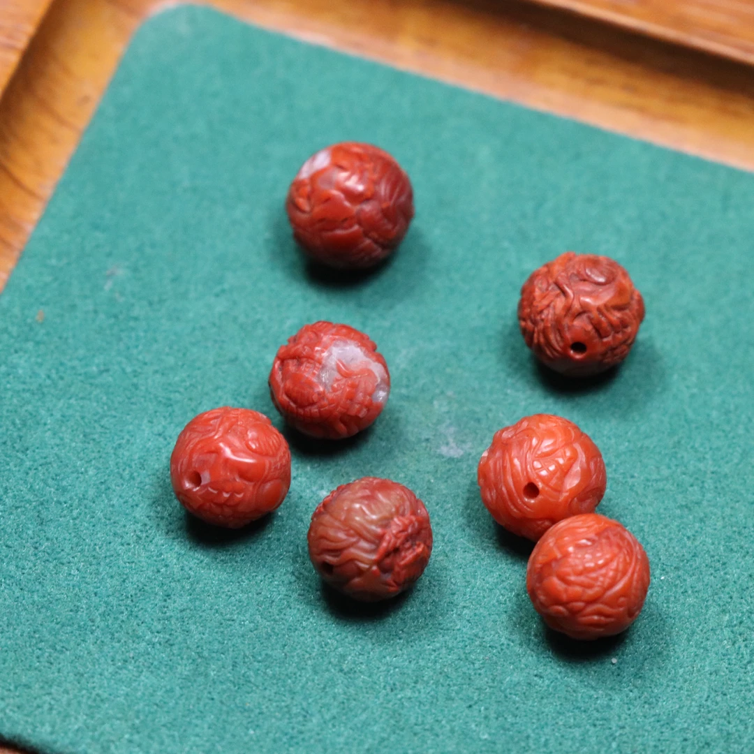 原矿无优化南红川料火焰纹龙珠单珠多样发一颗不保无裂有明显纹理