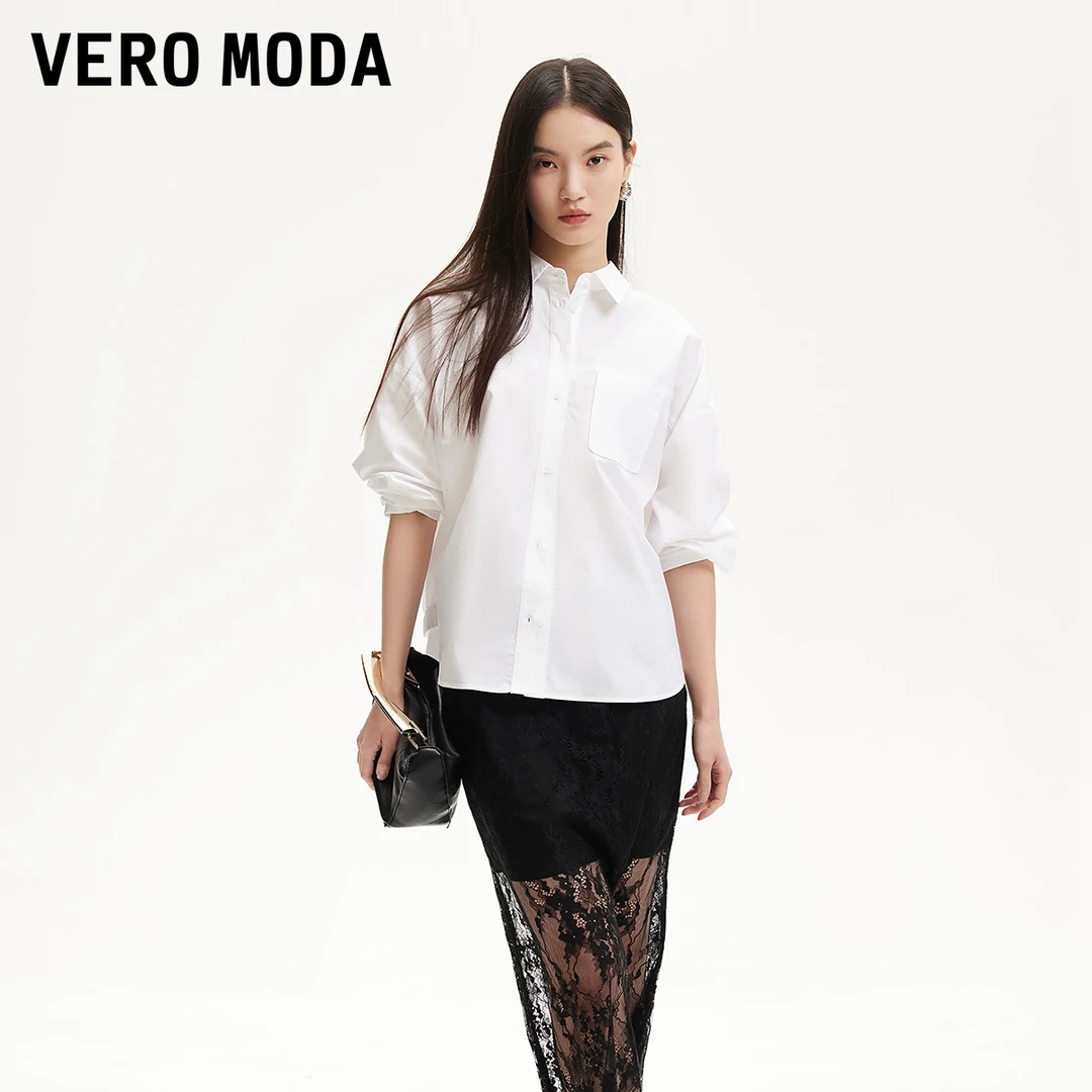 Vero Moda衬衫洋气女装假两件翻领后背拼接白千金清冷感325105018