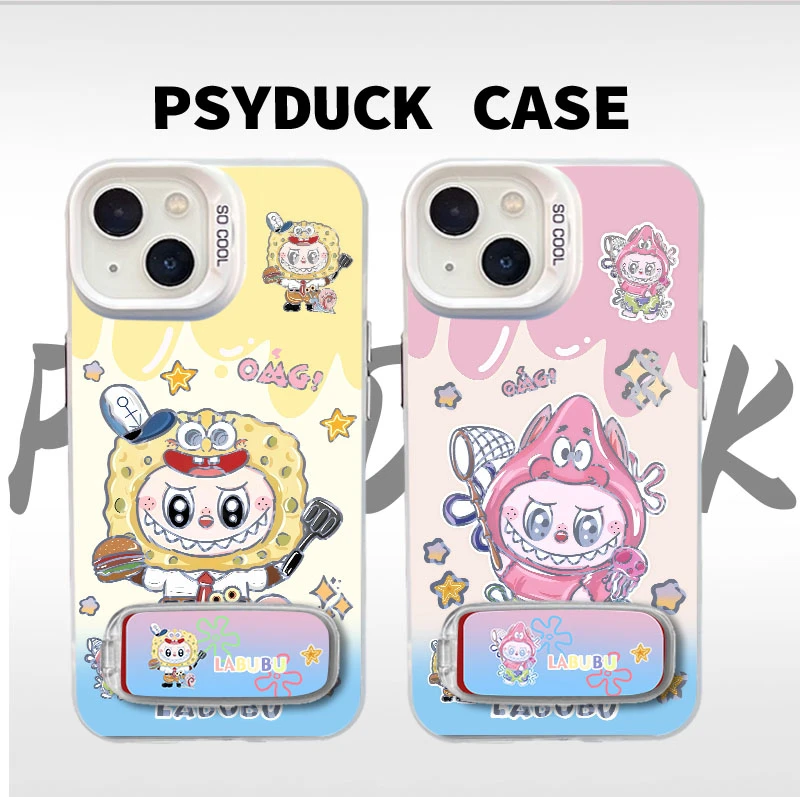 适用苹果华为一加小米拉布布派大星海绵宝宝彩银动漫防摔手机壳