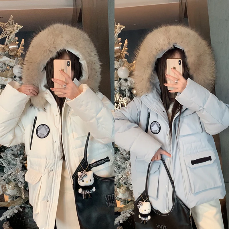 【mimius】七七 貉子毛领连帽加厚保暖羽绒服工装外套 F11097