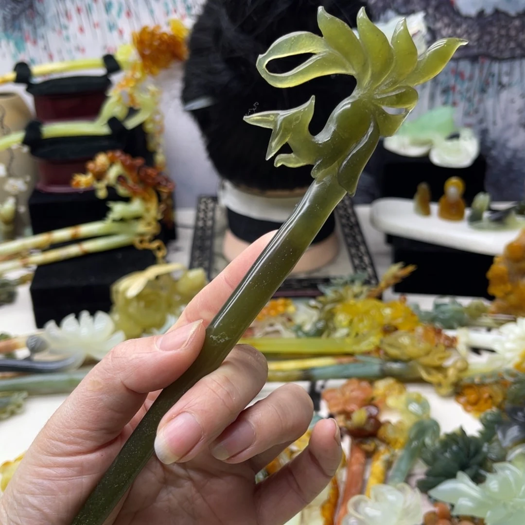 【闪购商品】蛇纹石玉发饰合金