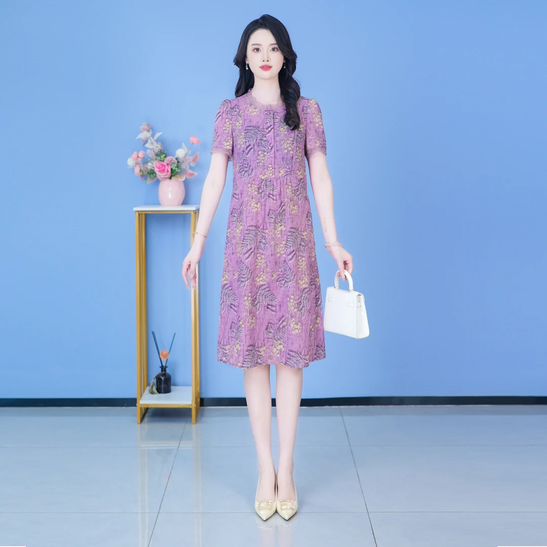 【SJYH1596】2025年夏季新款时尚优雅减龄连衣裙显瘦气质