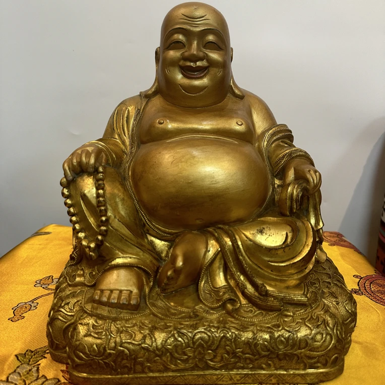 铜鎏金弥勒佛一尊，高26厘米