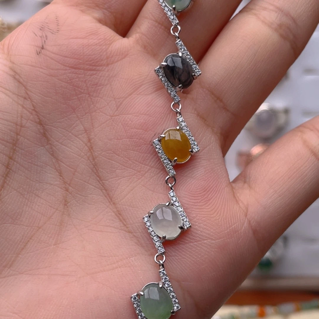 银S925镶嵌手链翡翠111111