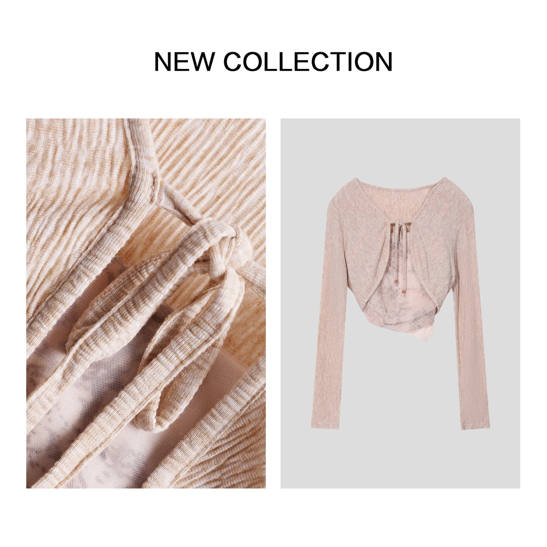 【龙哥专属】C5F26009新款简约褶皱长袖上衣女秋季显瘦短款衬衫3974