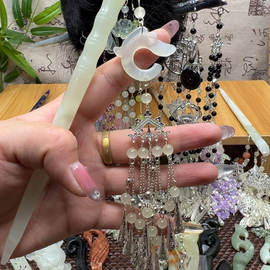 蛇纹石玉合金发饰